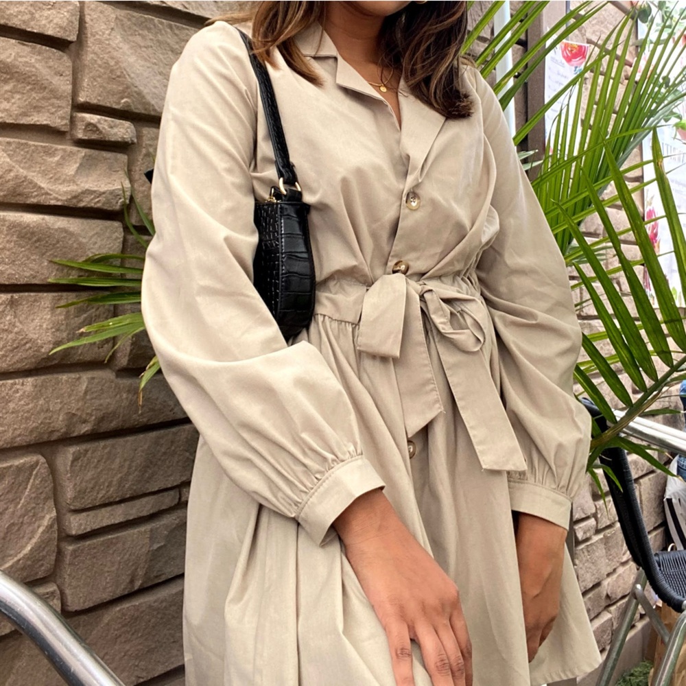 ASOS KHAKI MINI DRESS WITH DROP WAIST